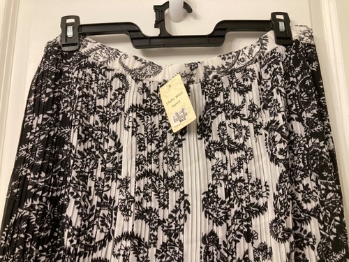 Studio West Skirt Accordion Pleats Black White Paisley Boho Floral Size 2X - Picture 2 of 22