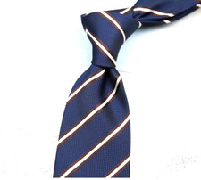 New Classic Striped Blue Brown JACQUARD WOVEN 100 Silk Men's Necktie Tie