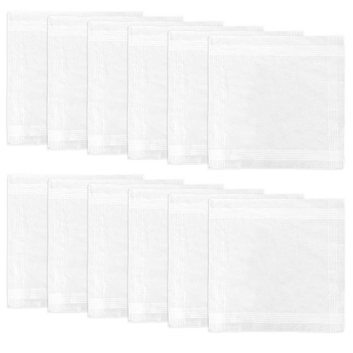 12Pcs Men's Handkerchiefs White 100% Cotton Pocket Squares Soft Hankies Bulk Set - Bild 5 von 12