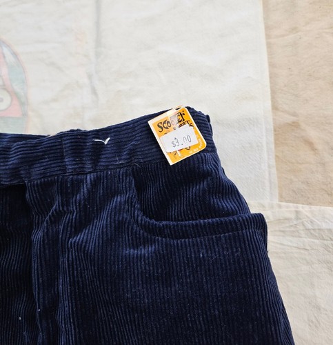 Vintage 1960s 70s Scooter Blue Corduroy Deadstock Flare Leg Pants Youth 22 Waist - Picture 6 of 10