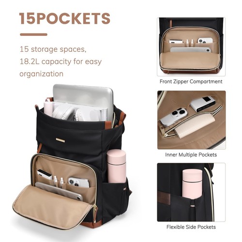 Sac à Dos pour Ordinateur Portable 16 Pouces Elegant Sac à Dos Universitaire ... - Afbeelding 3 van 9