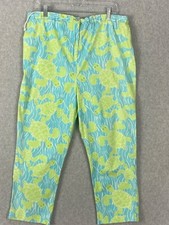 Vintage Lilly Pulitzer Capris Blue Myrtle Turtle 90s Retro Sea Beach Coastal