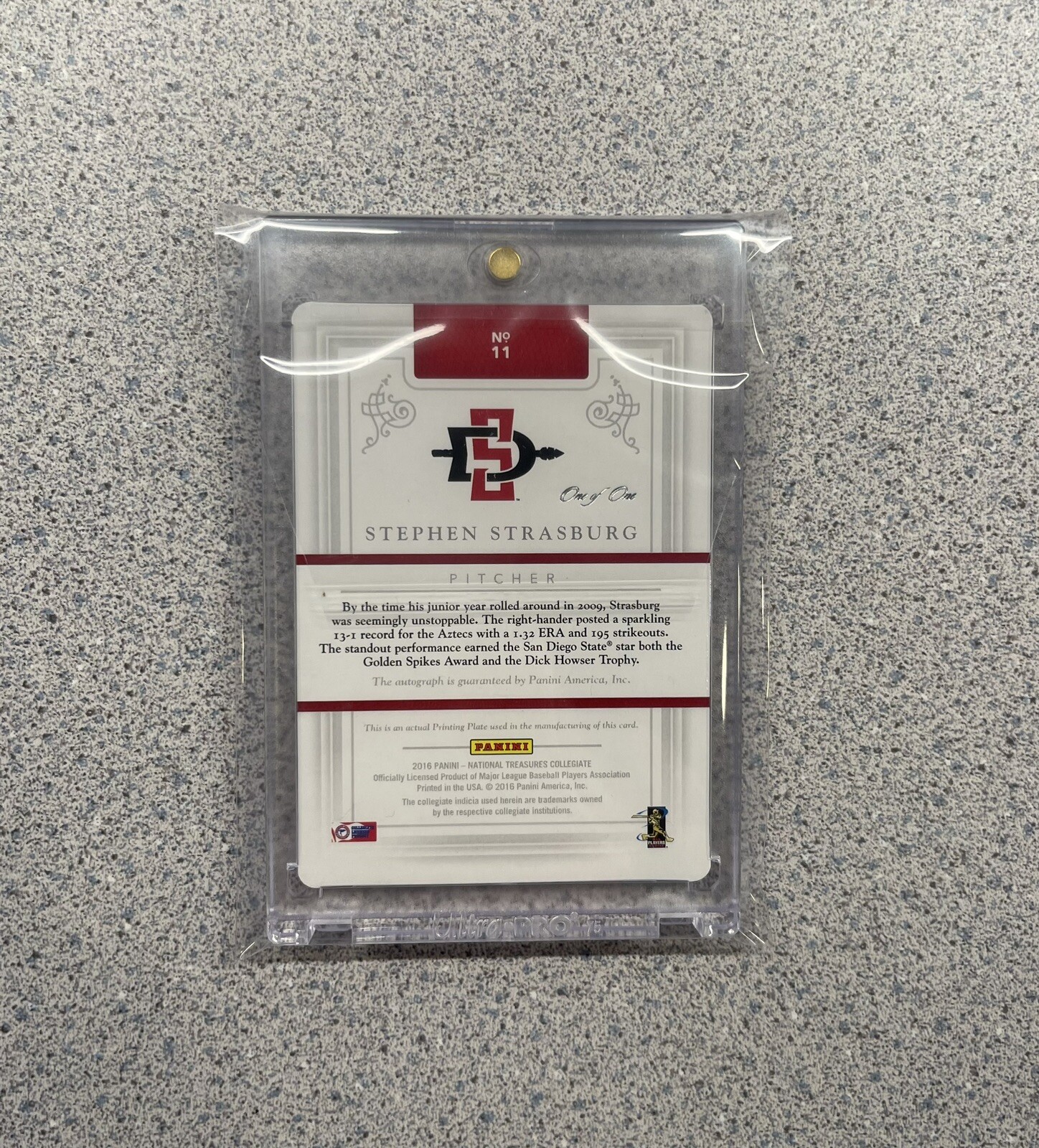 2016 Panini National Treasures #11 Stephen Strasburg Printing Plate Auto 1/1 view 2