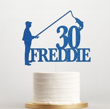 Fisherman Cake Topper Personalised Birthday Cake Decoration Dad Fishing Lover UK