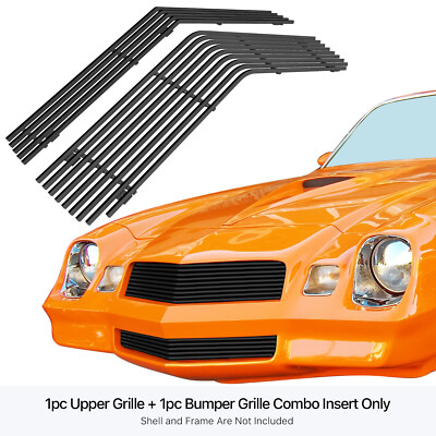 Fits 1978-1981 Chevy Camaro Stainless Steel Black Billet Grille Combo