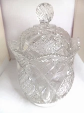 Early American Pattern Glass crystal covered candy dish GORGEOUS
