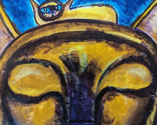 Original Katzengemälde "Siamesische Mondlichtträume" Kunst Samantha McLean (10 x 10 Zoll) - Bild 2 von 10