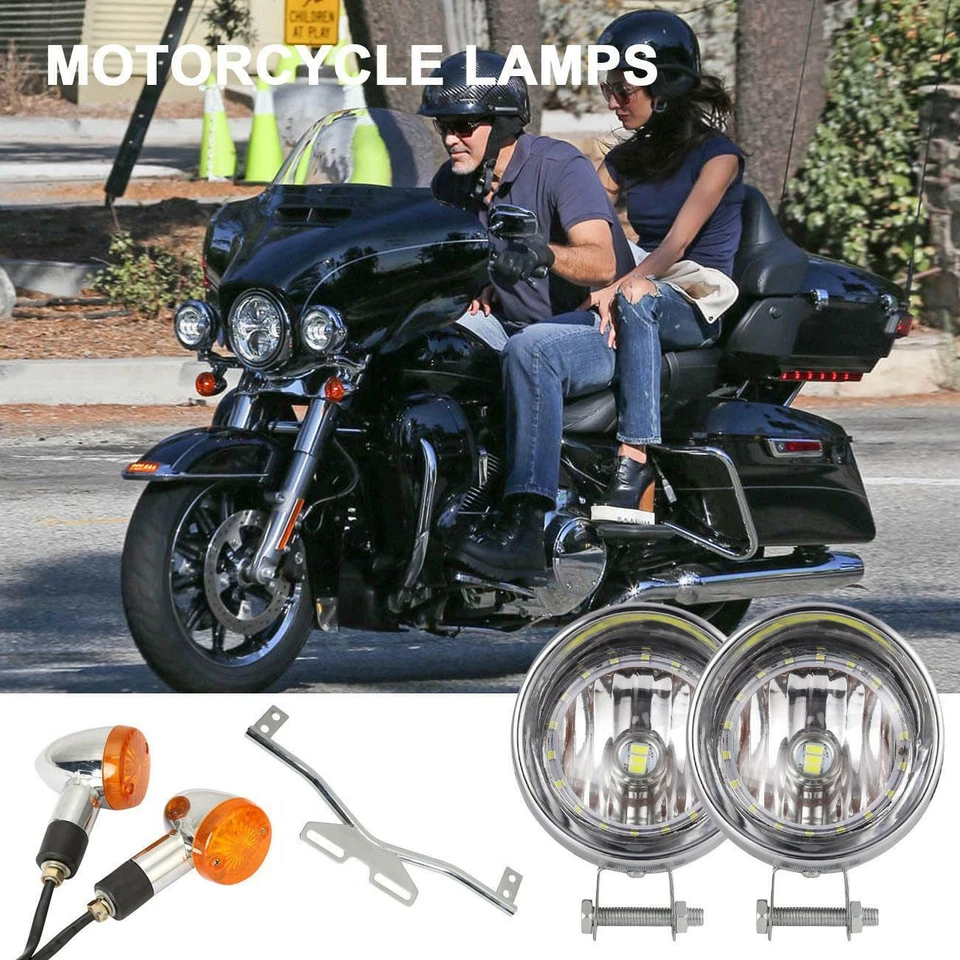 Lámpara de señal de giro de paso barra de luz antiniebla de conducción para motocicleta Harley EE. UU. Foto 2 de 4