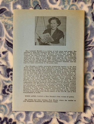 "Wenn April ruft" signiert HC Hue Lemmah Murphy 1. Gedichtband 1955 gut - Bild 2 von 7