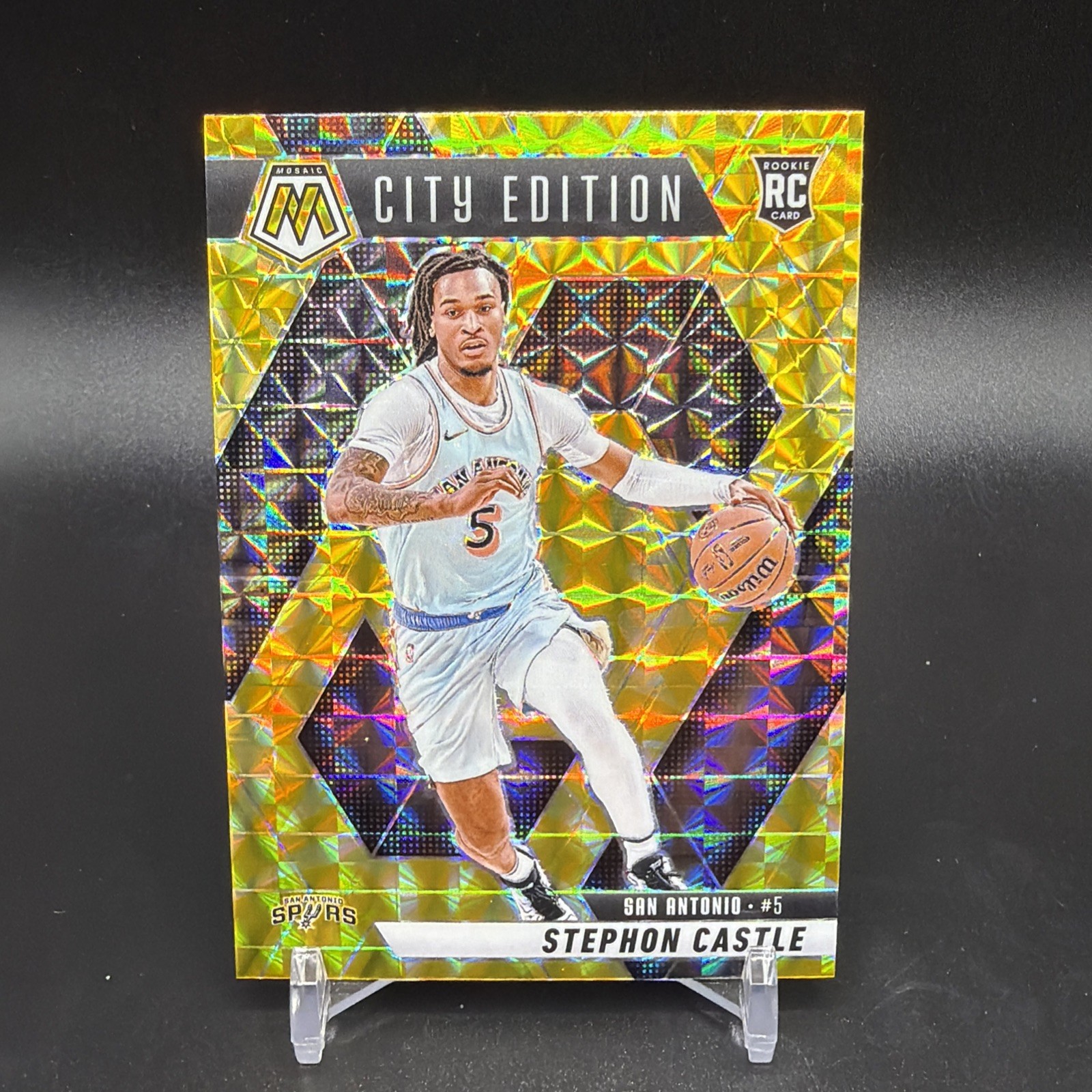 2024-25 Mosaic Stephon Castle #290 City Edition Yellow Reactive Prizm (RC)