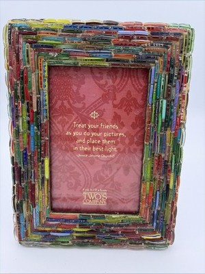 Multi-Color  Glass Mosaic 6×8 Picture Frame Holds 4x6 Photo Boho Style