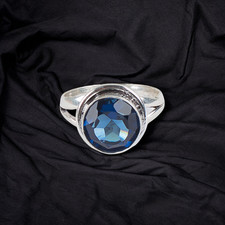 925 Sterling Silver Blue Sapphire Gemstone Beautiful Handmade Woman Gift Ring