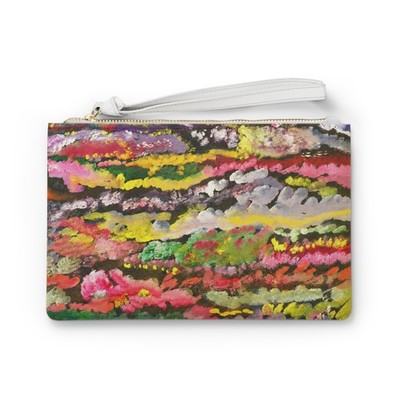 Abstract Colorful Watercolor Stripe Clutch Bag | Vibrant Floral Texture