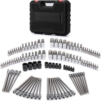MIXPOWER 107-Piece Drive Bit Socket Set - 1/4'', ''3/8 & 1/2 Inch, One Size 