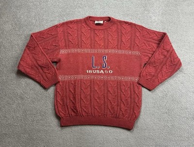 LEVIS Herren Pullover Gr L Wolle Sweater Strickpullover Vintage Jumper 3417 Rot