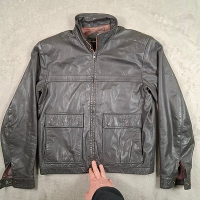 Bruno Giovanni Jacke Herren mittelbraun Leder A2 Bomber Vintage Reißverschluss Korea
