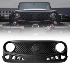 Front Grill with Mesh Matte Black Grille for Jeep Wrangler 2007-2018 Rubicon Sah
