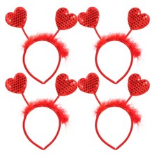 4pcs Heart Headband: Valentine's Day Headband - Sequin Heart Head Bopper -