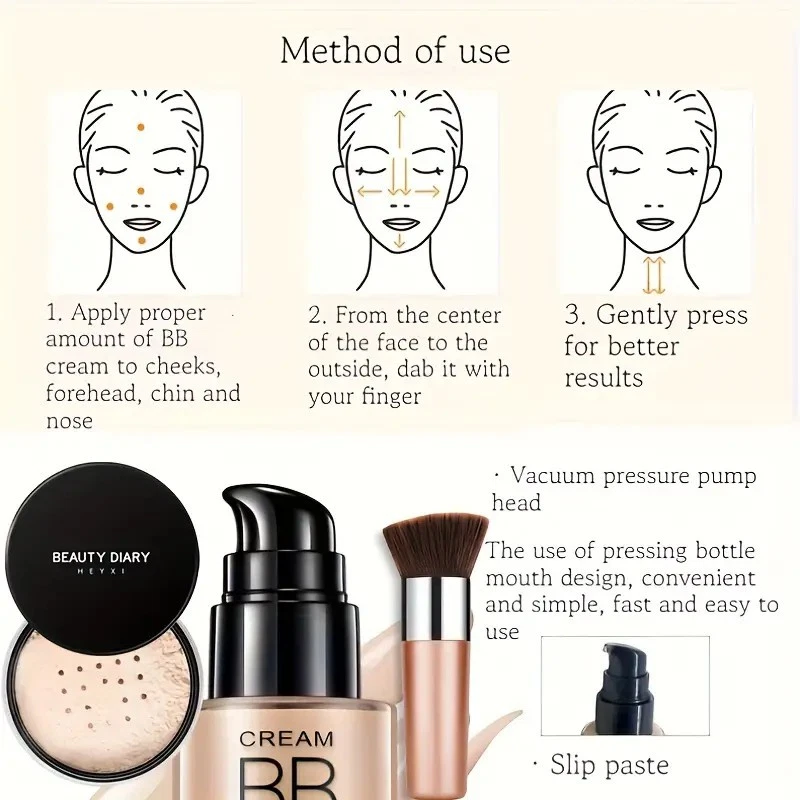 Perfektes Gesichts-Make-up Set mit BB Cream für volle Deckkraft, wasserfest, Neu - Bild 2 von 4