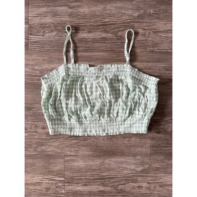 Hippie Rose Green Gingham Smocked Cami Crop Top HS2W11268C New Small