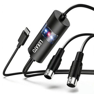 LEKATO MIDI zu USB-C Interface Kabel 1 In 1 Out Adapter für Keyboard & Mac/PC