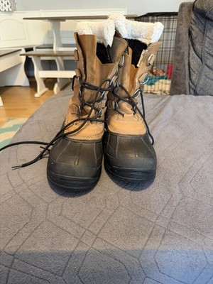 Cabela's Unisex Adults US 12 Brown/Black Leather Ankle Winter Boots Faux Fur