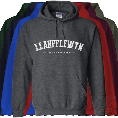 LLANFFLEWYN ISLE OF ANGLESEY HOODIE Tref Alaw Mynydd Mechell Wales College