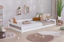 ANGEBOT Bodenbett Einzelbett "Emi" B-Ware 100x200 Kiefer Massiv weiß