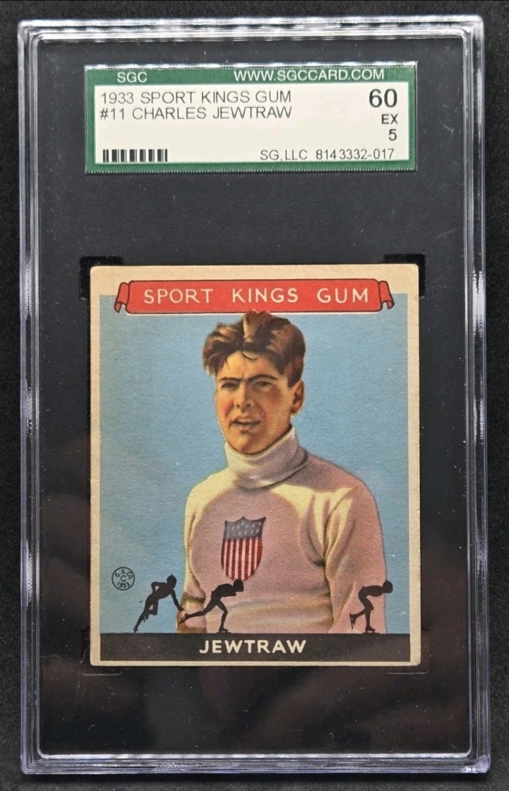 1933 Goudey Sport Kings Charles Jewtraw Ice Skating #11 Vintage Graded SGC 5 EX