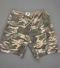 Old Mill Cargo Camo Drawstring Distressed Camouflage Utility Pockets  Shorts 34