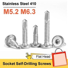 Stainless Steel 410 Self-Drilling Screws Flat Head Socket for Fencing & Panels