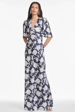 Sachin  Babi Print MAE Satin Crepe Trumpet Gown - Alabaster Begonia, Size 8