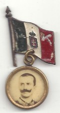 Enamel Italian Flag Pin w/ King Victor Emmanuel III Photo Portrait