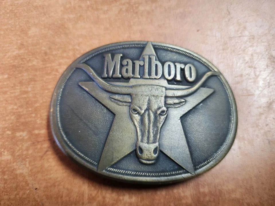 Vintage 1987 Philip Morris Inc Solid Brass Marlboro Belt Buckle - Image 2 of 4
