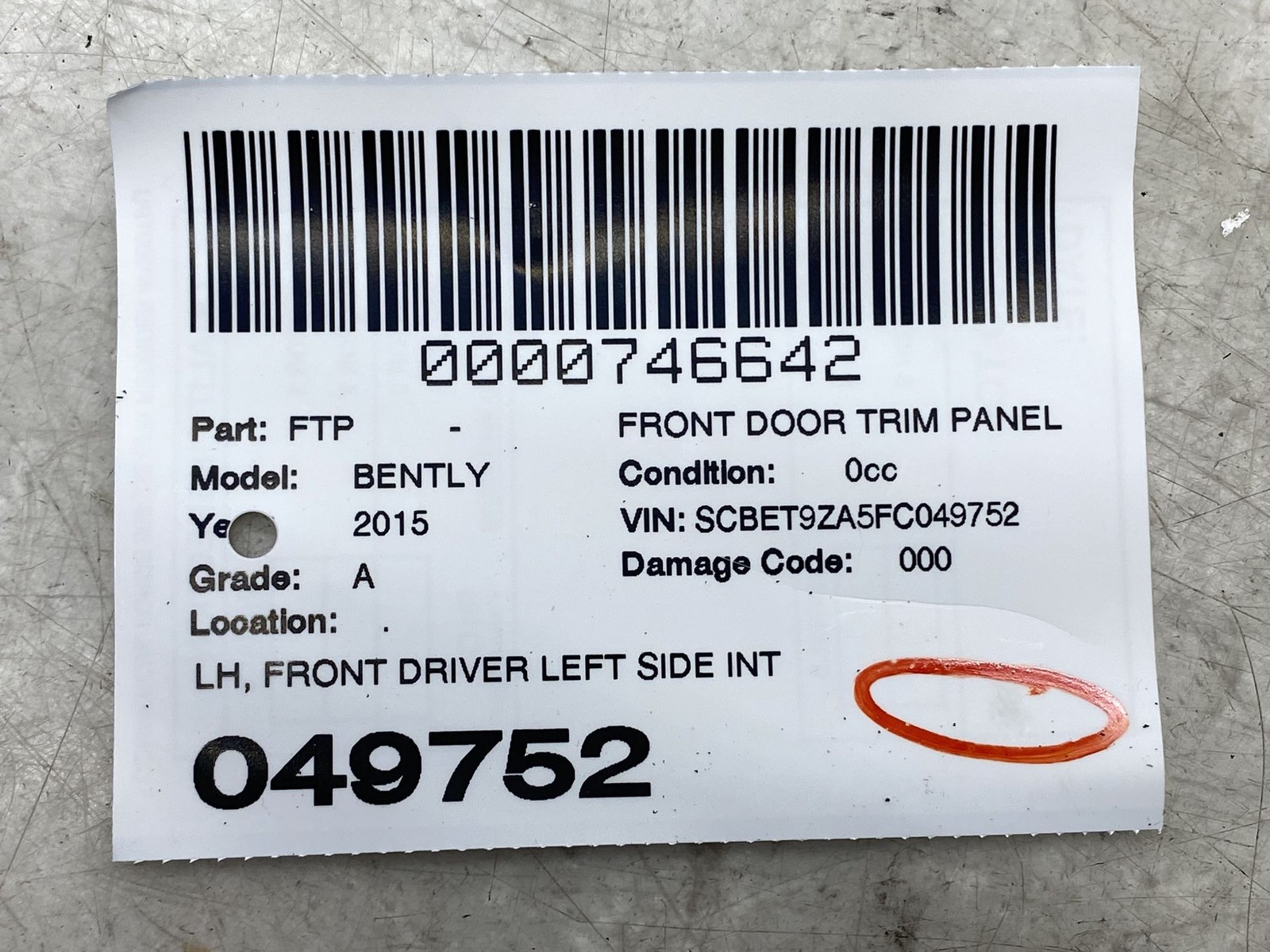 Bentley Flying Spur 2013-2018 FRONT+LEFT Door panel