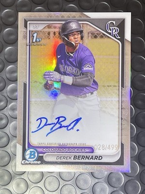 2024 Bowman Chrome Derek Bernard Refractor Auto /499 Rockies 1st Prospect (3)