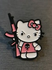 HELLO KITTY AK-47 FUNNY COMIC HUMOR Pin Badge Patch New High Quality