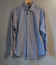 Polo Ralph Lauren Mens Classic Fit Blue Check Button Up Long Sleeve Shirt 16 34
