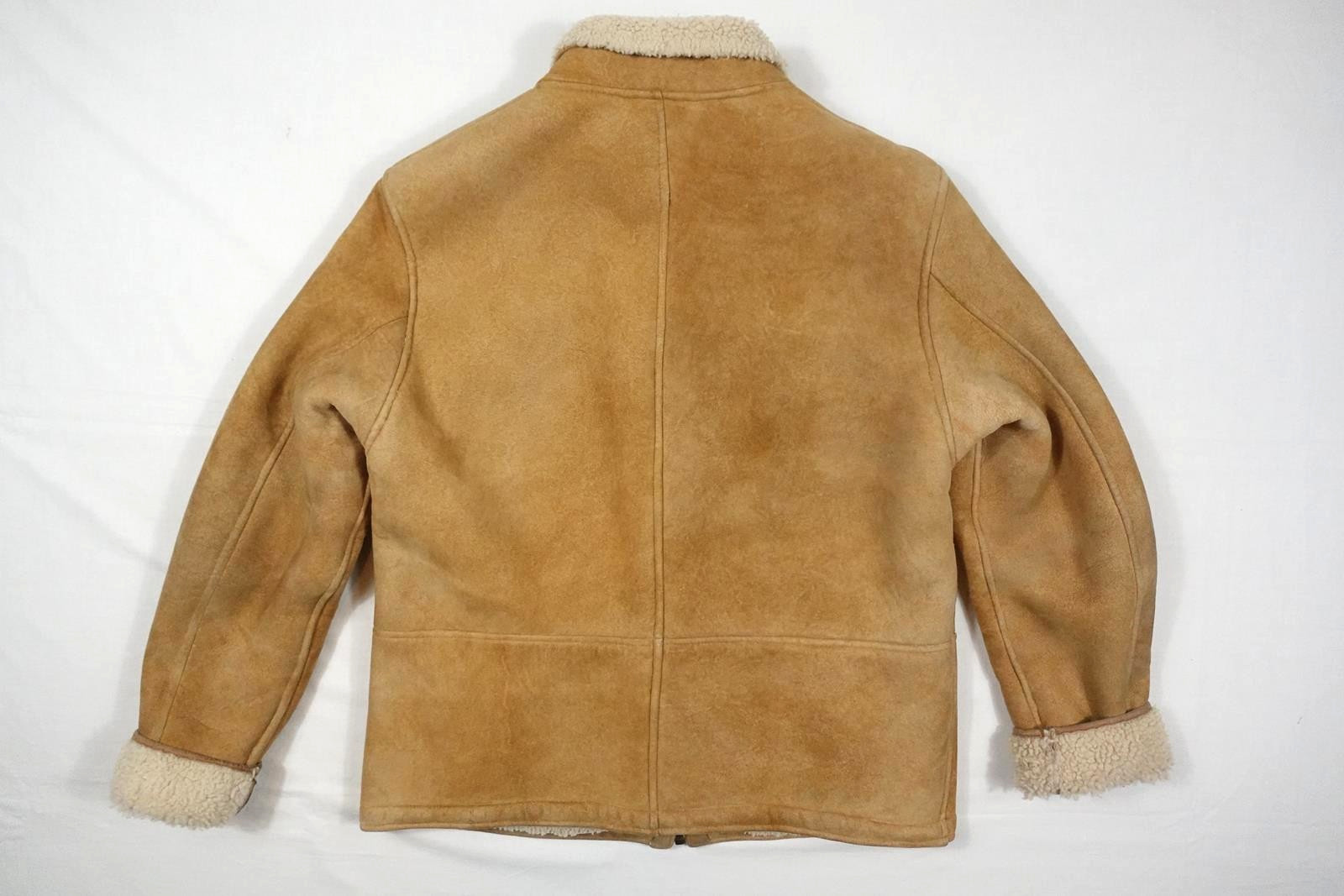 Polo Ralph Lauren Jacket Coat Leather Suede Brown Tan Shearling Vintage M thumbnail 3