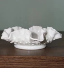 Vintage Small Fenton Art Glass White Milk Glass Hobnail Ruffled Bowl 5.5”