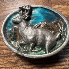 Vintage Deer Buck Belt Buckle 1984 Bergamot Brass Works Made in USA B143