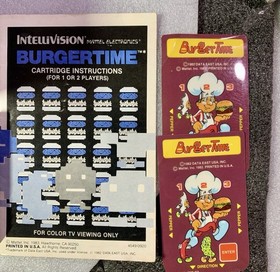 Intellivision Game Lot Of 2,BURGERTIME CART/MAN X2 OVERLAYS  & LOCK&rsquo; N &lsquo;CHASE