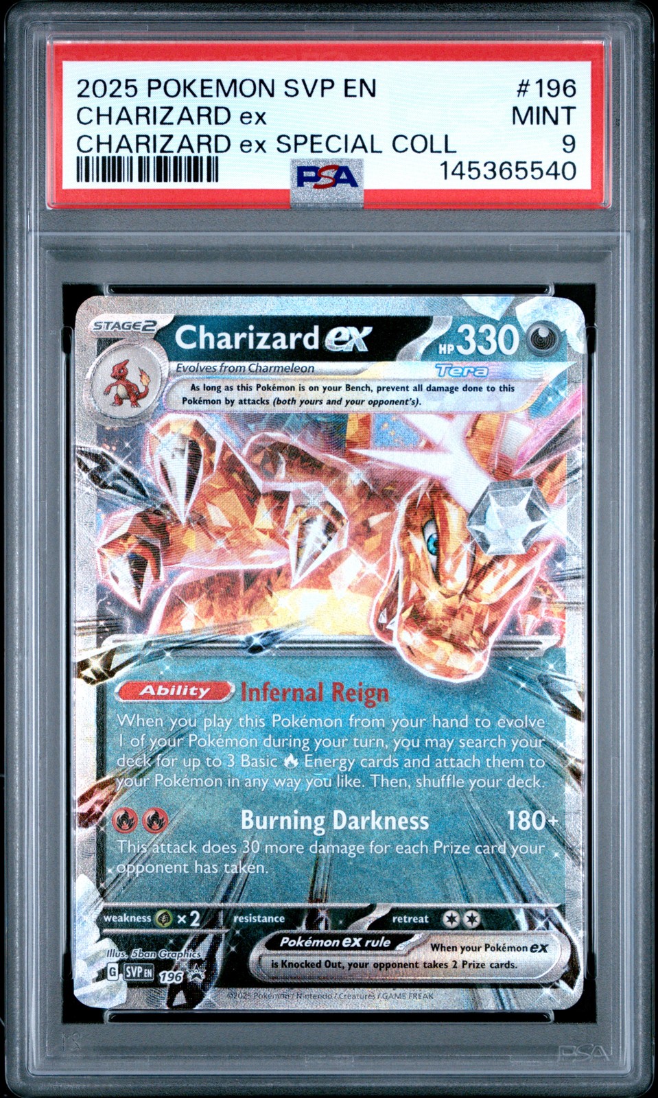 2025 POKEMON SVP EN-SV BLACK STAR PROMO #196 CHARIZARD EX PSA 9
