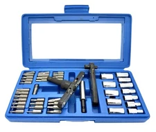 44pc 1/4” Drive T Type Ratchet Handle Bits Star , Phillips , Flat & Sockets