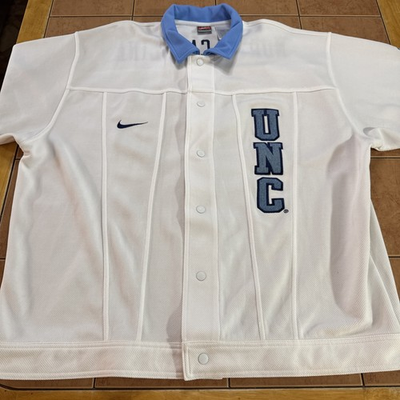 #ad Vintage Nike Team Sports UNC Tar Heels Shooting Jacket Sz Large Snap Closure ￼ $79.99
