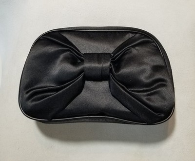 Dior Parfums Makeup Bag   Black Satin Pouch Large Bow EUC