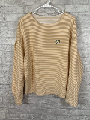 Oui mais non Yellow Striped Puzzle Piece Cotton Sweatshirt Size Large See Pics