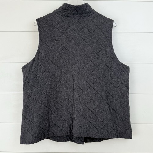 EILEEN FISHER Vest Women 1X Gray Diamond Quilted Cotton Snap - Picture 6 of 8