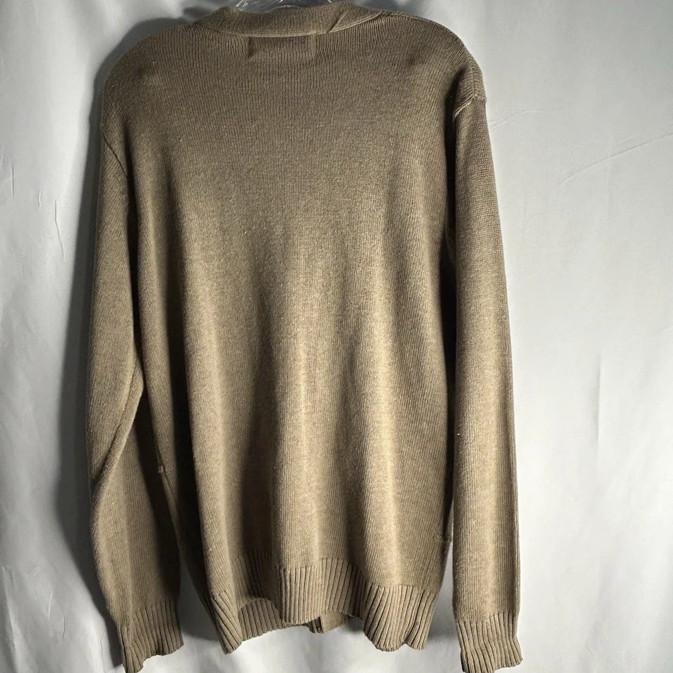 Cárdigan Suéter Y2K Oscar De La Renta Para Hombres Medio Tostado Avena Cuello en V Algodón Foto 3 de 4