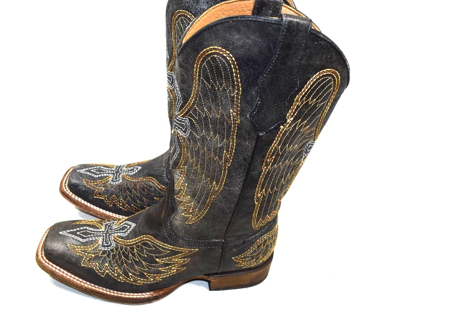 CORRAL Cuero Puntera Cuadrada Cruz NIÑAS GOLDIE Botas Aladas 4.5 M Estilo A1032 Foto 2 de 4